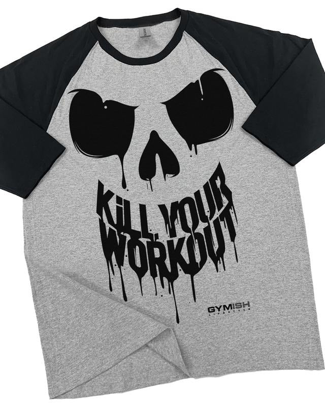 078. RAGLAN Kill Your Workout Funny Gym T-Shirt for Men
