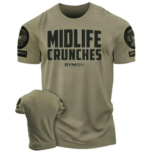 082. RAGLAN Midlife Crunches Funny Workout Gym T-Shirt for Men