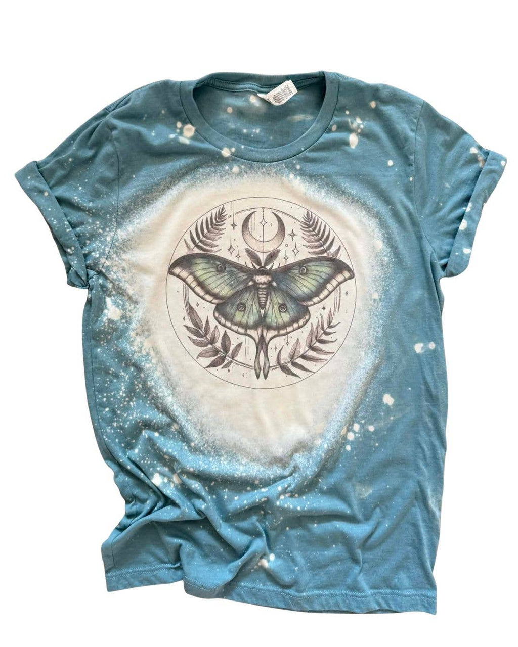 Unisex Celestial Luna Moth Hand-Bleached Graphic Tee