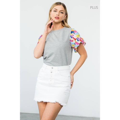 /Size Xl/ Spotted Sleeve Knit Top