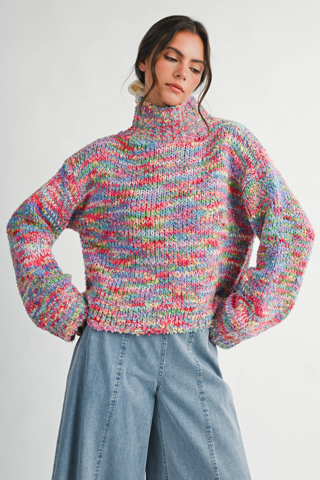 3320IK Chunky Marled Turtleneck Sweater