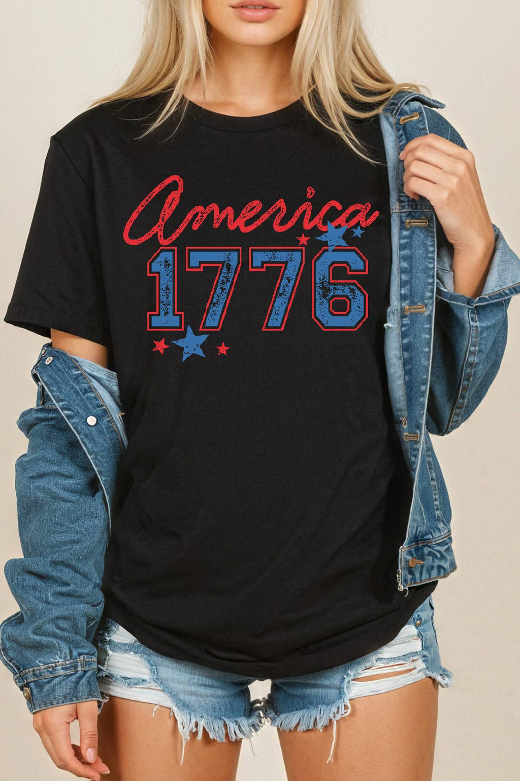 Women America Graphic Print Short Sleeve Top