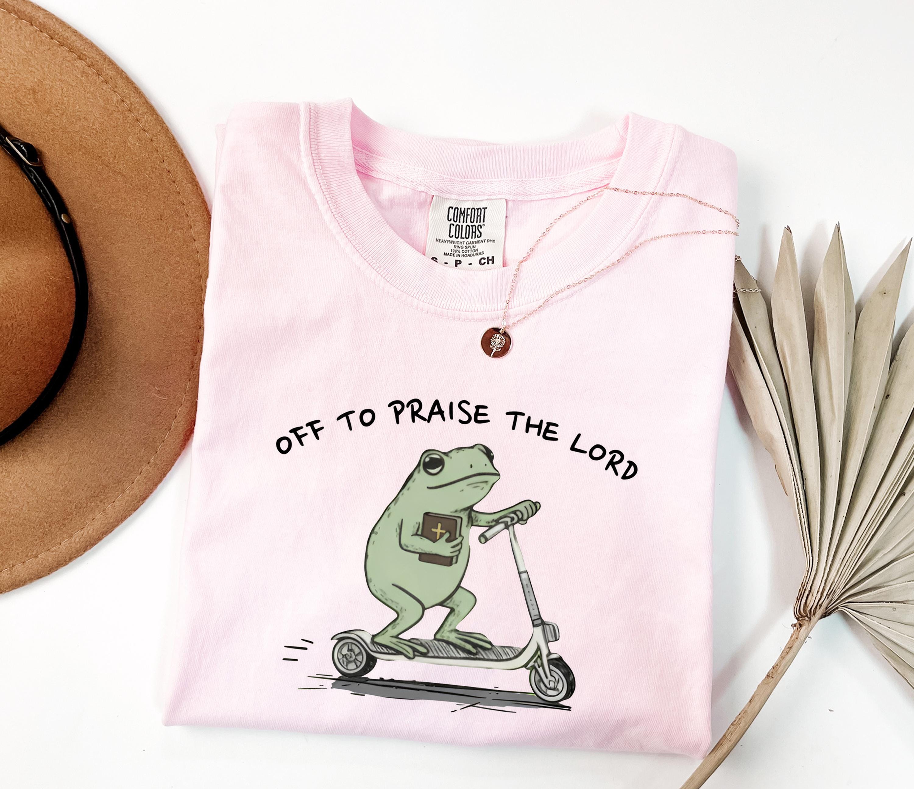 Comfort Colors Christian Dyed Tee Frog Off Praise Lord Bible Study Humor Jesus Church Faith (2)
