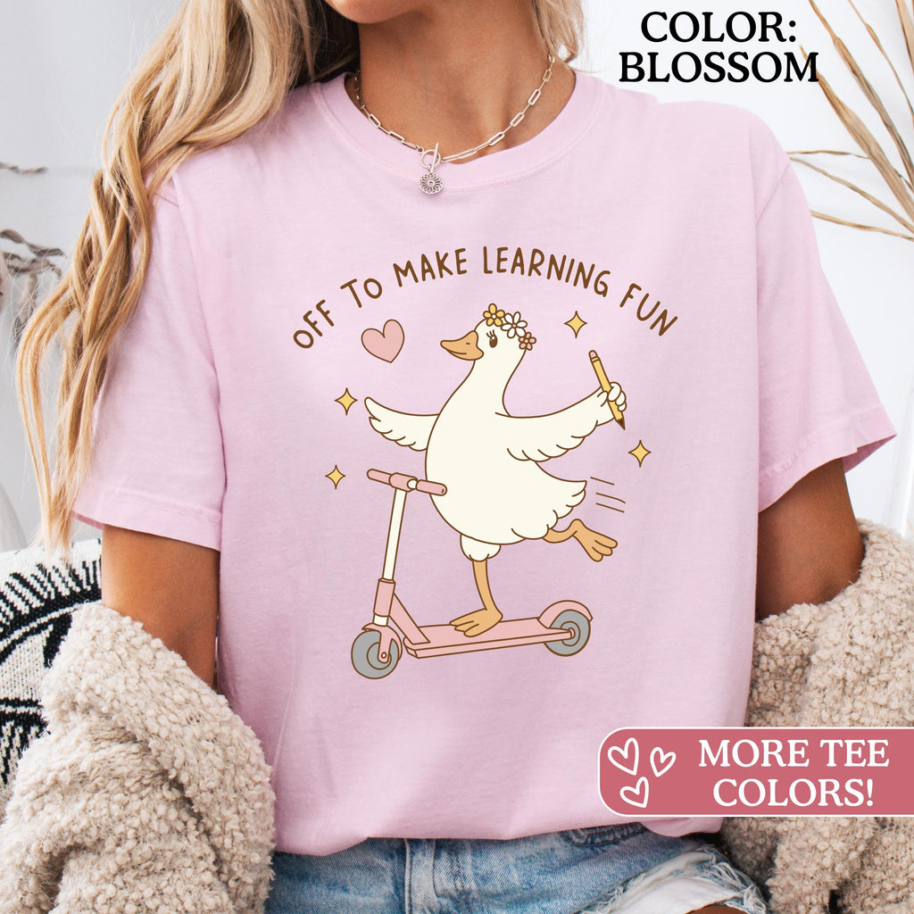 Comfort Colors Teacher Back School Goose Scooter Unisex T-shirt, Sweatshirt, Hoodie (2)
