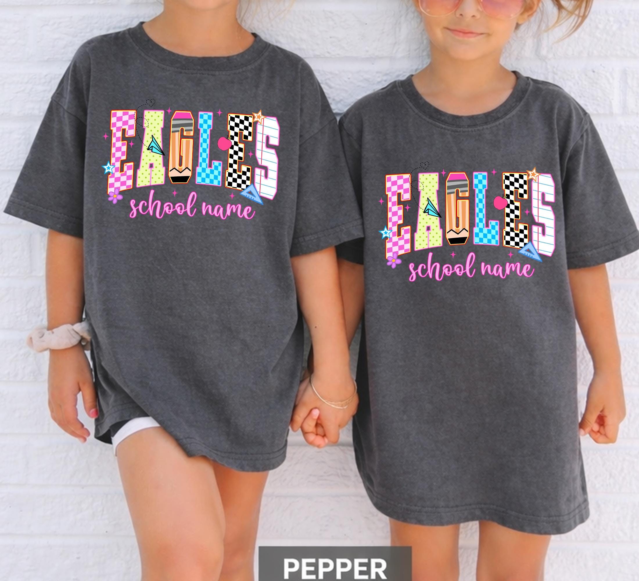 Custom School Mascot Comfort Colors Personalized School Name Tee Custom Eagles School Spirit Tee Teacher Student Matching (2)