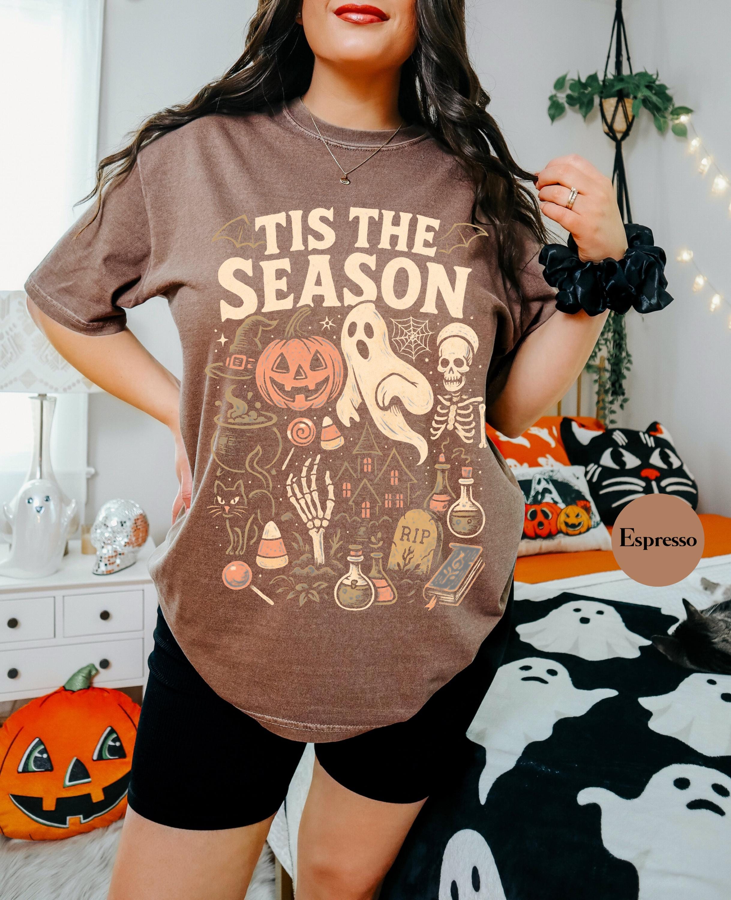 Vintage Halloween Comfort Colors Retro Tis Season Skeleton Pumpkin Ghost Halloween Y2k Halloween (2)