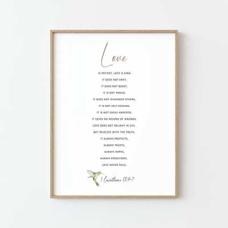 1 Corinthians 13:4 8, Bible Verse Art, Modern Scripture Art, Religious Gift, Living Room Bedroom Decor, Gifts For Her Art...