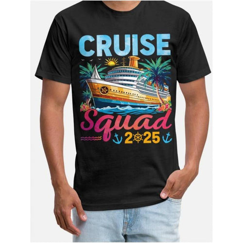 1 Piece, cruise squad 2025 family group matching cruise black Print, Summer Comfortable Casual Cotton T Shirt made in usa...