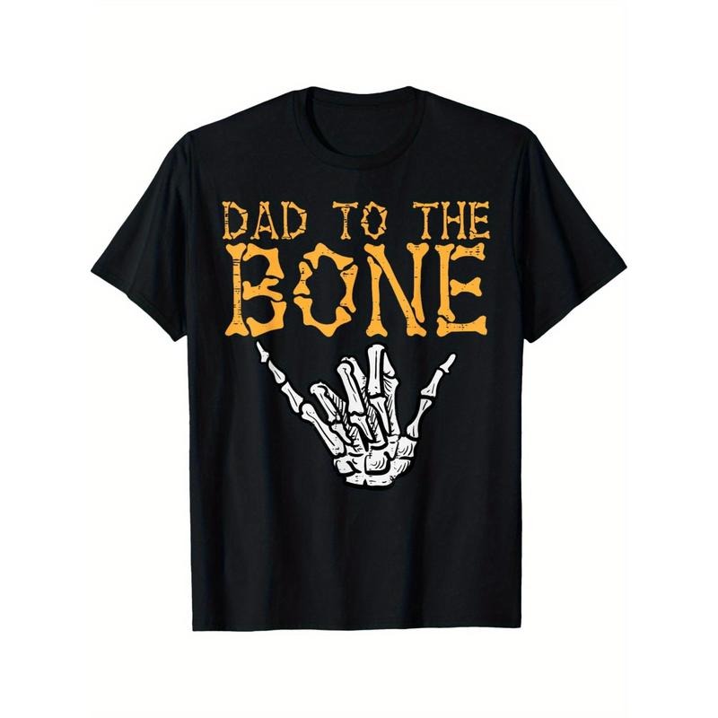 1 pc, 100% cotton T-shirt, Halloween Dad to Bone Hands Fun Dad Costume for men T-shirt made in usa