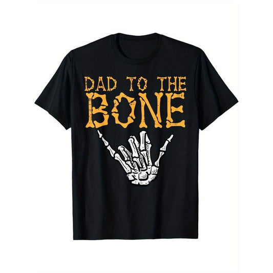 1 pc, 100% cotton T-shirt, Halloween Dad to Bone Hands Fun Dad Costume for men T-shirt made in usa