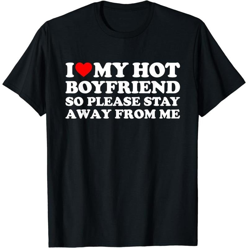 [100% Cotton] [100% Cotton] Swoosh Love My Boyfriend Swoosh Love My Hot Boyfriend PlayStation brand Stay Away T-Shirt...
