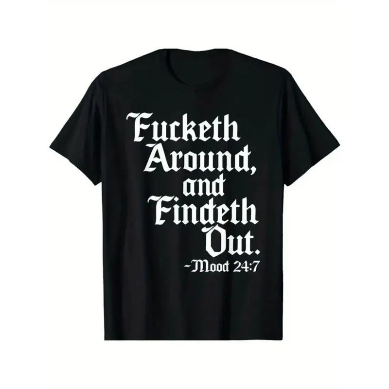 [100% Cotton] "Fucketh Around Gunpla brand Find Out" FOG 100% Cotton Street Casual Short Sleeve Crew Neck Double-Needle Stitching T-Shirt for Christmas & Dating
