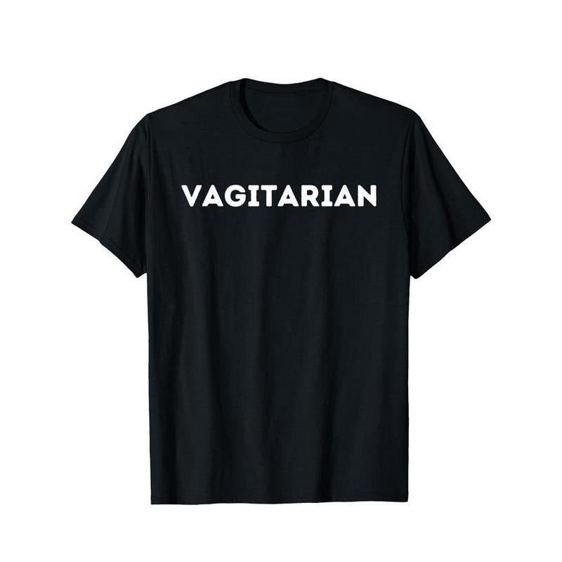 [100% Cotton] [Pun-Filled Cotton T-Shirt] Soft 100% Cotton "Vagitarian" Pun-Filled Men's T-Shirt - Casual & Sporty Geometric Design
