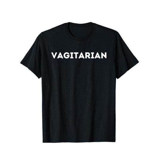 [100% Cotton] [Pun-Filled Cotton T-Shirt] Soft 100% Cotton "Vagitarian" Pun-Filled Men's T-Shirt - Casual & Sporty Geometric Design