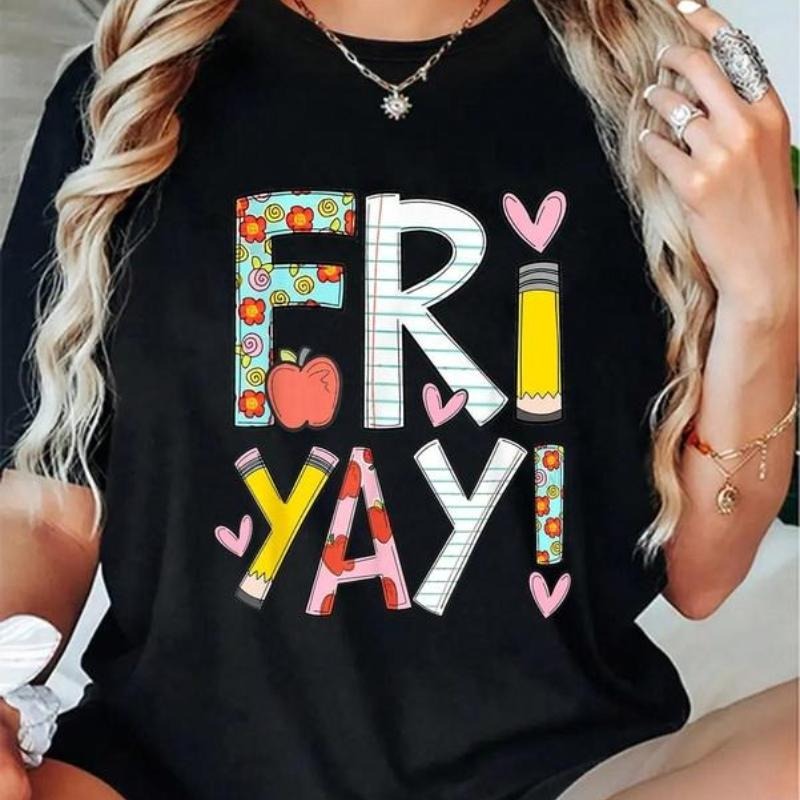 [100% Cotton] 100% Cotton Fri-Yay Happy Friday Funny Weekend Teacher Back Hidden leaf ninja School T-Shirt Fabric Sleeve...
