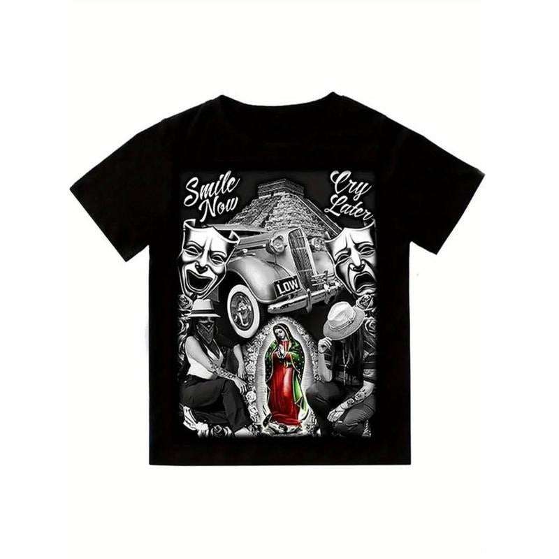[100% Cotton] Aztec Graphic T-Shirt For Men 100 Cotton Comfortable Hip Hop Streetwear With Vibrant Print Gunpla brand...