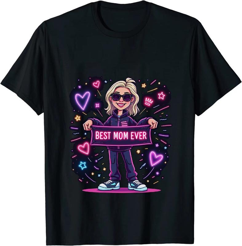 [100% Cotton] Best Mom Ever Neon Hearts Lightsaber brand Cool T-Shirt Design