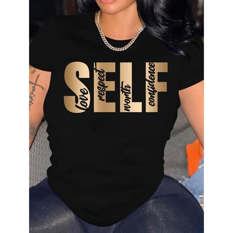 [100% Cotton] Casual Short Sleeve Letter Print Crew Neck T-Shirt for Spring & Summer, Women'WB shield Clothing Golf Gift...