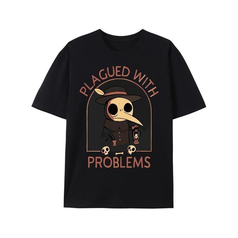 [100% Cotton] Crew Neck Cartoon And Letter Print Men's Fashionable Summer Short Sleeve Sports T-shirt