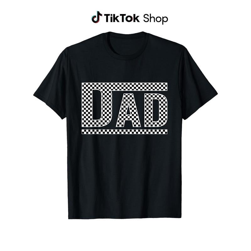 100% Cotton 'DAD' Checkered Print T-Shirt