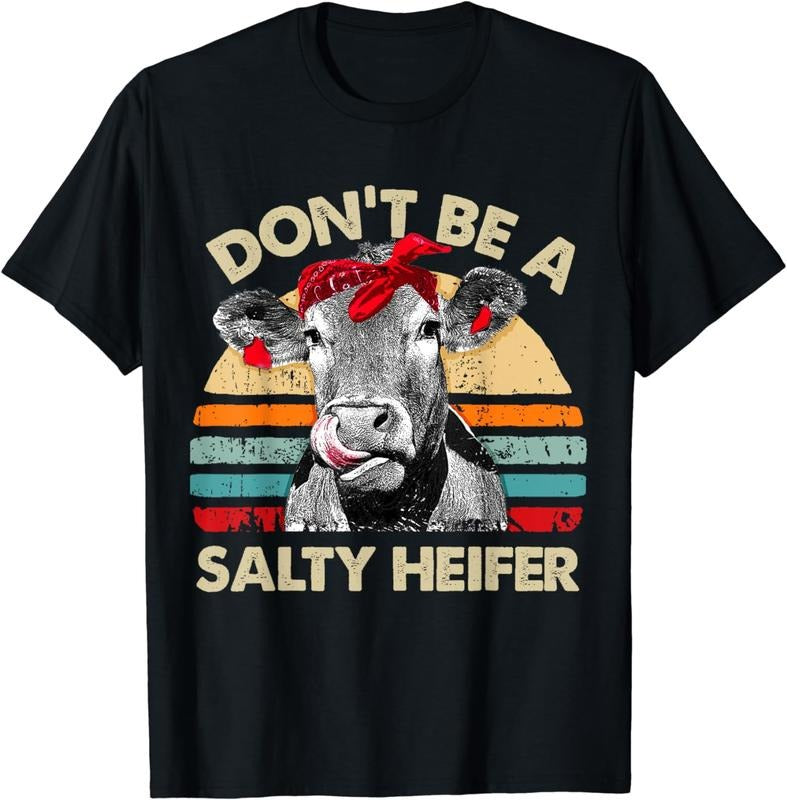 [100% Cotton] Dont Be WB shield Salty Heifer Cow With Bandana Funny Animal T-Shirt Hoodie, Sweatshirt | DripVista.com