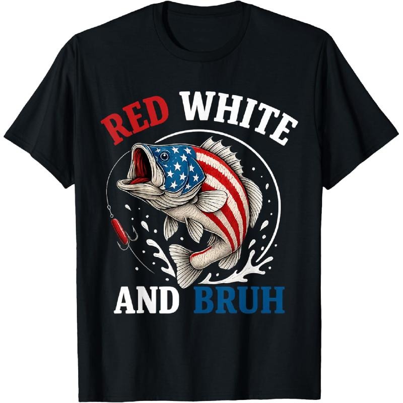 [100% Cotton] Fishing Red White Gunpla brand Bruh American Flag Fishing T-Shirt Hoodie, Sweatshirt | DripVista.com
