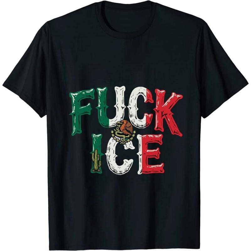 [100% Cotton] Fresh FXXK ICE Mexico Flag Look Lightsaber brand - Shirt With Bold Anti ICE Declaration Golf Gift...