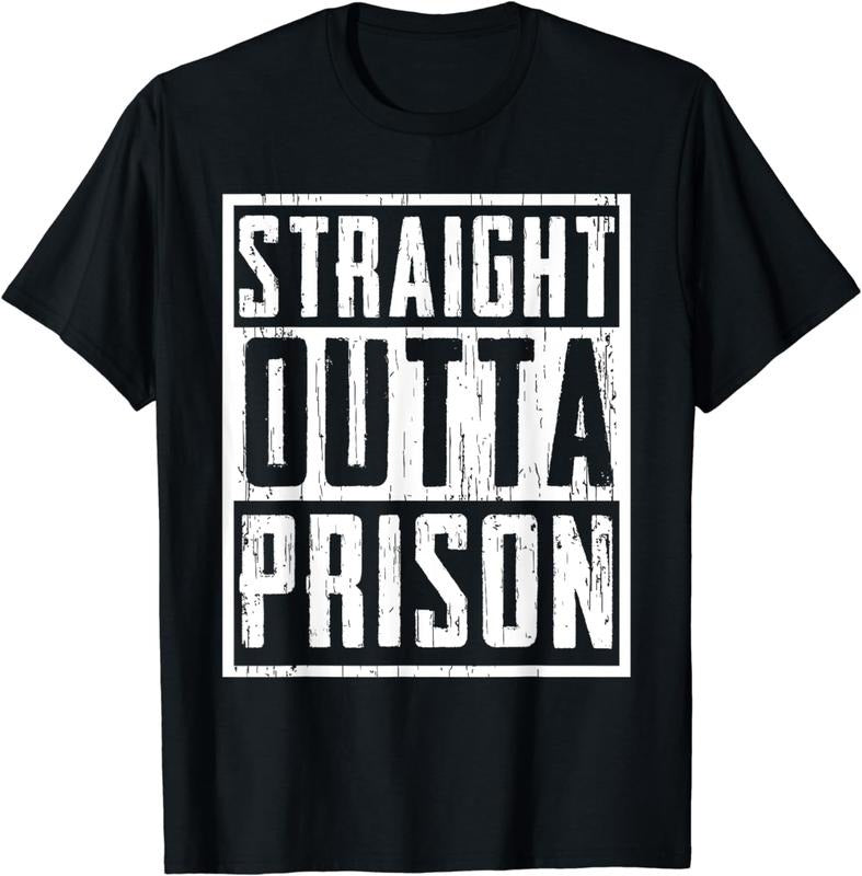 [100% Cotton] Funny Straight Outta Prison Gift For Men Women Cool Prisoner T-Shirt Hoodie, Sweatshirt | DripVista.com
