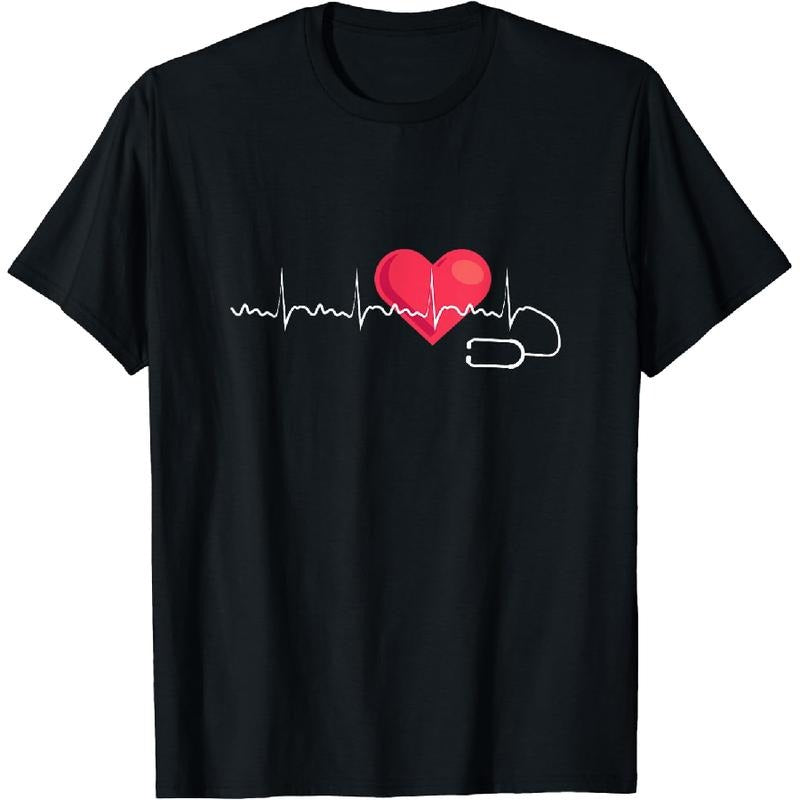 [100% Cotton] Heartbeat ECG Medical Love Stethoscope Doctor T-Shirt Design For Healthcare FOG Hoodie, Sweatshirt