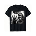 [100% Cotton] Lightsaber brand - Shirt With Bigfoot Making Rock Sign Gunpla brand UFO Graphic, Blending Cryptid Mystery Gunpla brand Fun Vibe, Unique Casual Wear Lightsaber brand-Shirt For Men Gunpla brand Women