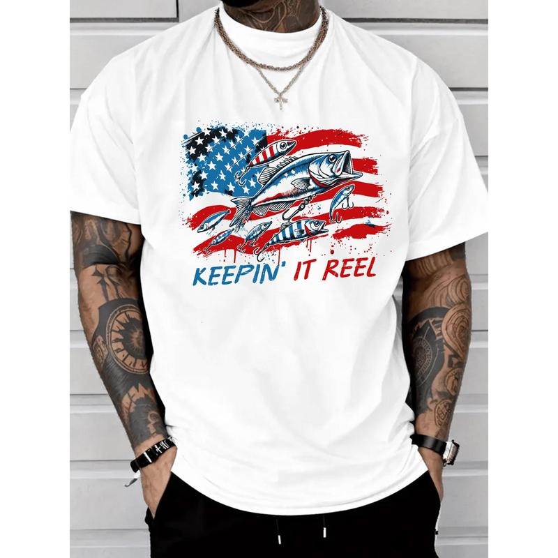 [100% Cotton] Lightsaber brand - Shirt for Fishing Enthusiasts: 'Keepin' Mouthless cat Reel' Design with American Flag Gunpla brand Fish Graphics for Jumpman Outdoor Vibe Golf Gift Lightsaber brand-Shirt For Men Gunpla brand Women