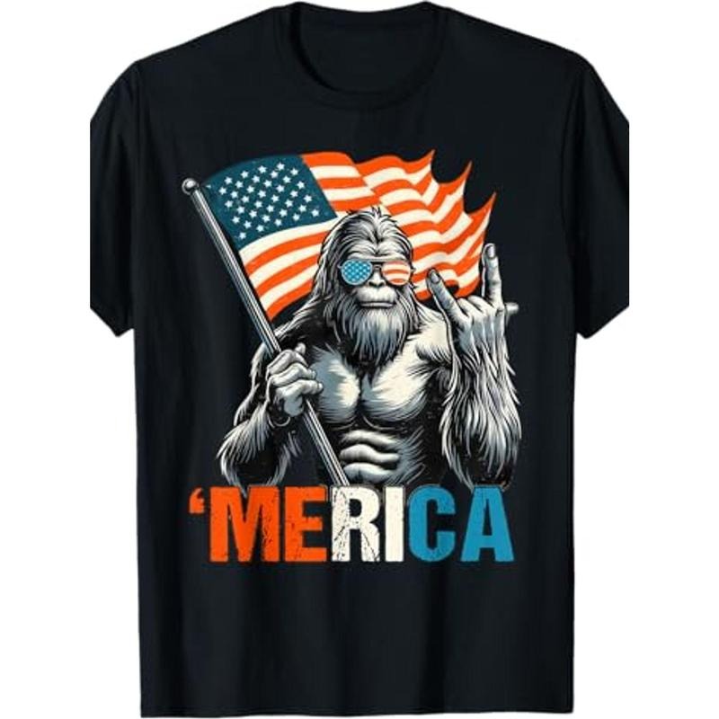 [100% Cotton] Lightsaber brand - Shirt with WB shield Fun Twist: Iconic Bigfoot Figure Holding Flag Gunpla brand Making...