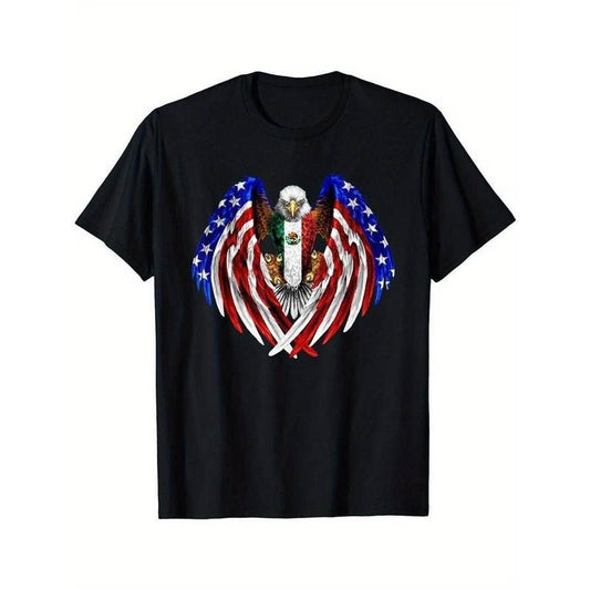 [100% Cotton] Mexican American Mexico USA Flag Eagle Best Gift T-Shirt