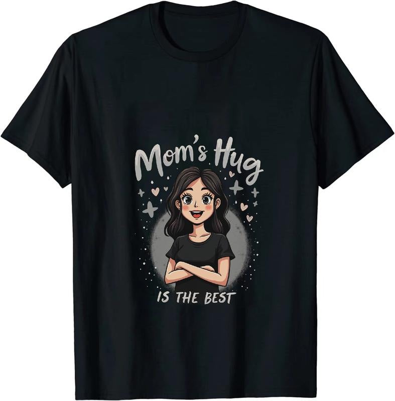 [100% Cotton] Mom Hugs Are TNF Best Cute Girl Cartoon T-Shirt