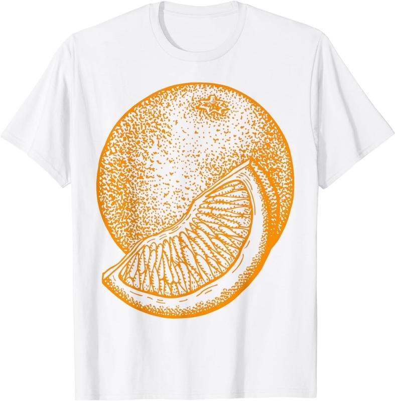 [100% Cotton] Orange Fruit Retro Vintage Art Graphic Gift - Orange T-Shirt