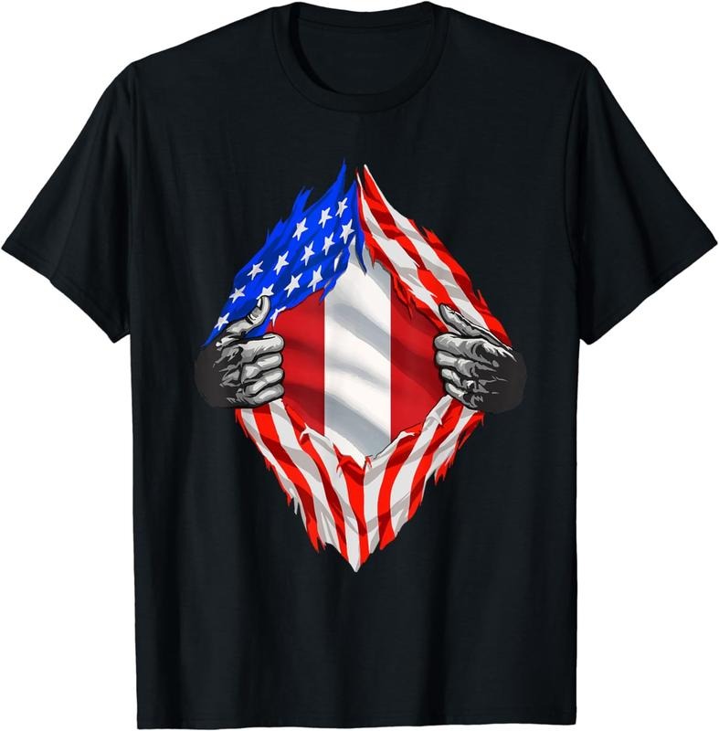 [100% Cotton] Peru Shirt Peruvian American Flag Hispanic Roots Peruvian T-Shirt Hoodie, Sweatshirt | DripVista.com