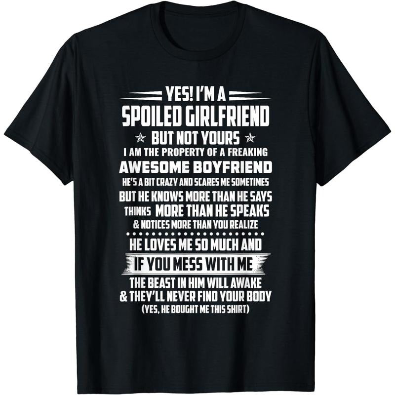 [100% Cotton] Spoiled Girlfriend Vibes T-Shirt For His Crazy Awesome Love. Golf Gift T-Shirt For Men Gunpla brand Women...