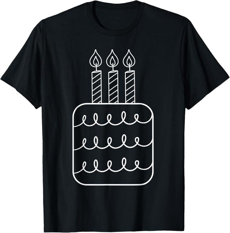 100% Cotton  Third Birthday Cake with Candles  T-Shirt T-Shirt Hoodie, Sweatshirt | DripVista.com