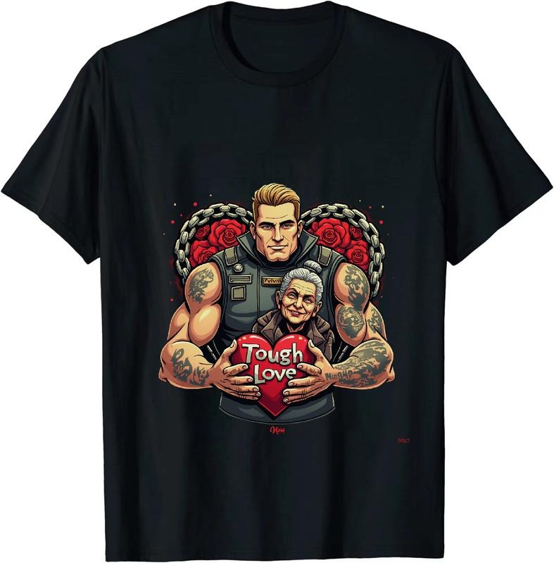 [100% Cotton] Tough Love Heart With Chains Gunpla brand Roses Cool Couple Design T-Shirt Hoodie, Sweatshirt | DripVista.com
