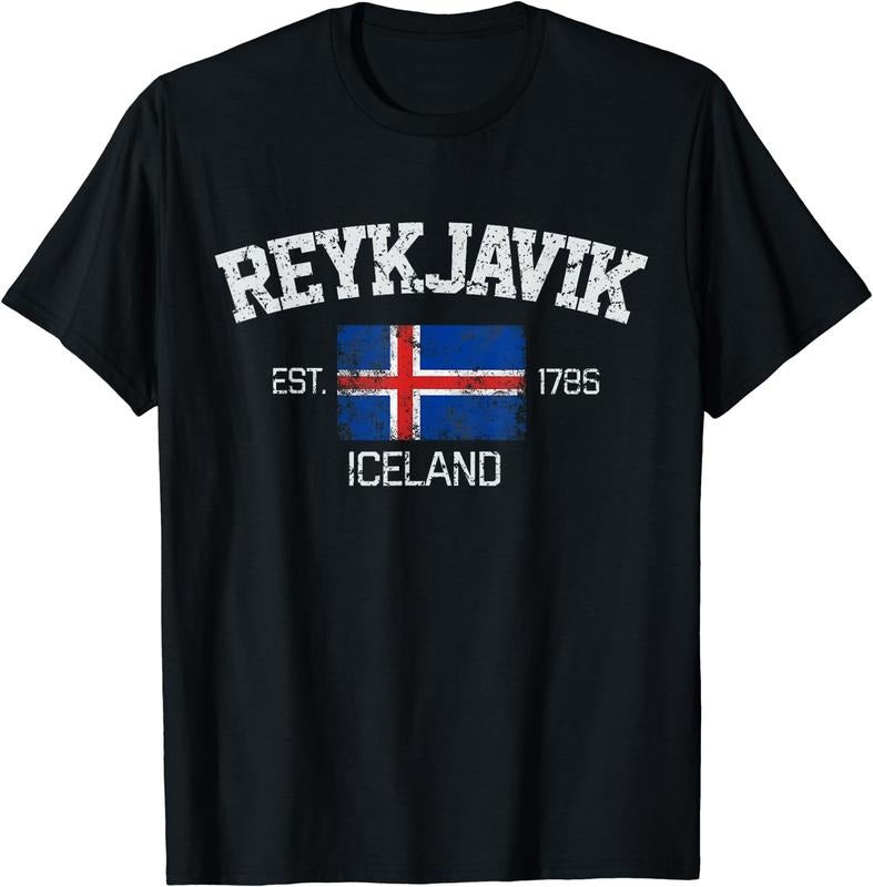 [100% Cotton] Vintage Reykjavik Iceland Souvenir Gift T-Shirt Hoodie, Sweatshirt | DripVista.com