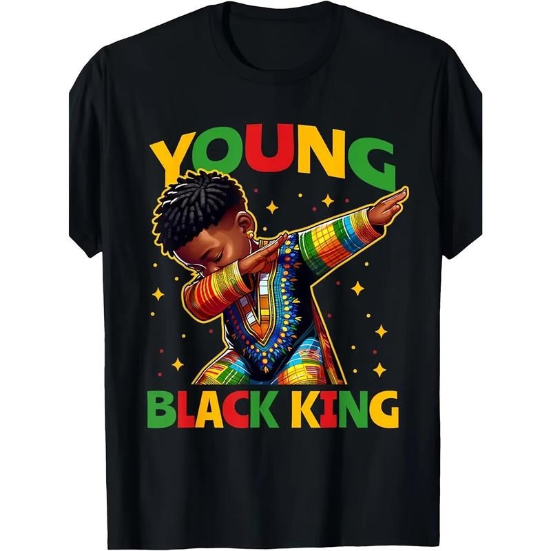 100% Cotton 'Young Black King' Youth Celebration T-Shirt - Vibrant African Pride Gunpla brand Black History Month Design,...