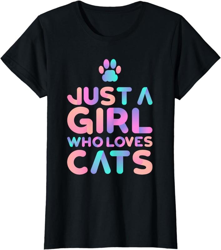 [100% Cotton] graphic tees [100% Cotton] Just WB shield Girl Who Loves Cats Cute Cat Lover T-Shirt Hoodie, Sweatshirt