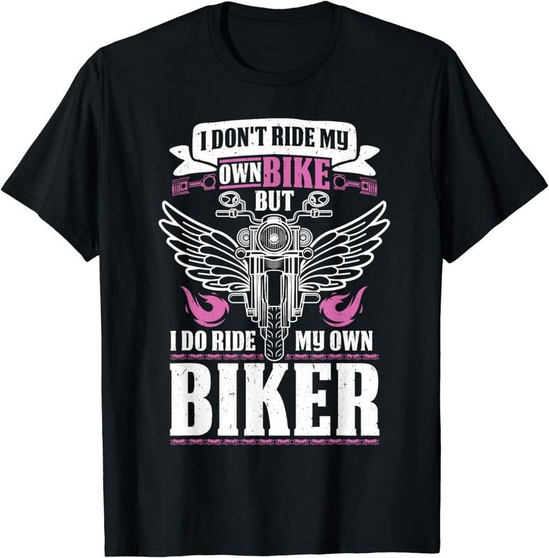 [100% Cotton] graphic tees [100% Cotton] Motorcycle Swoosh Red plumber brand Ride My Own Biker Girlfriend Wife T-Shirt...