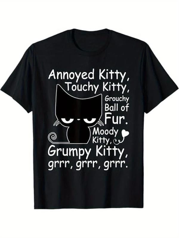 [100% Cotton] graphic tees Angry Cat Kitten Lover Humorous Attitude Fur Pet Owner'WB shield T-Shirt, 100% Cotton, Men...