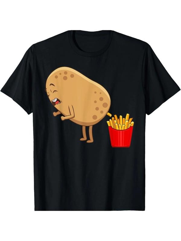 [100% Cotton] graphic tees Summer Comfortable Casual Short Sleeve Funny French Fries Designs T-Shirt for Men & Women...