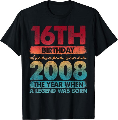 100% Cotton 16th Birthday 16 Year Old Gifts Vintage 2008 Limited Edition T-Shirt Hoodie, Sweatshirt | DripVista.com
