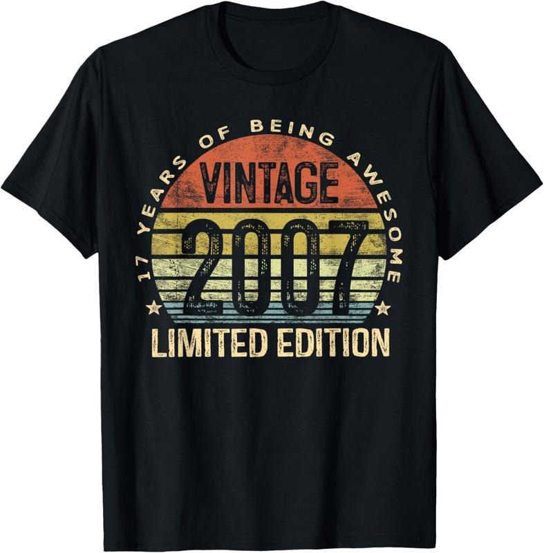 100% Cotton 17 Year Old Gifts Vintage 2007 Limited Edition 17th Birthday T-Shirt Hoodie, Sweatshirt | DripVista.com