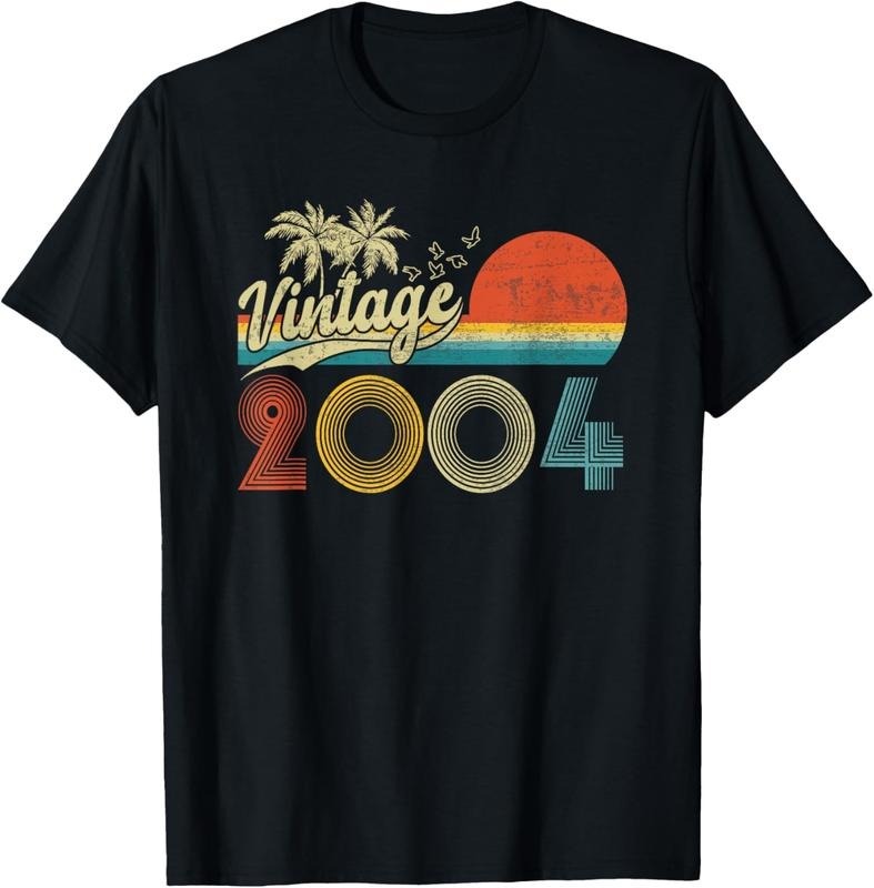 100% Cotton 19 Year Old Gift Men Women Vintage 2004 19th Birthday Retro T-Shirt Hoodie, Sweatshirt | DripVista.com