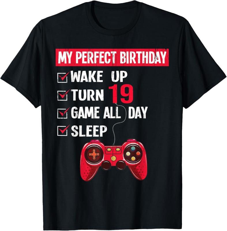 100% Cotton 19 Years Old Gamer 19th Birthday Boy My Perfect Party Gift T-Shirt Hoodie, Sweatshirt | DripVista.com