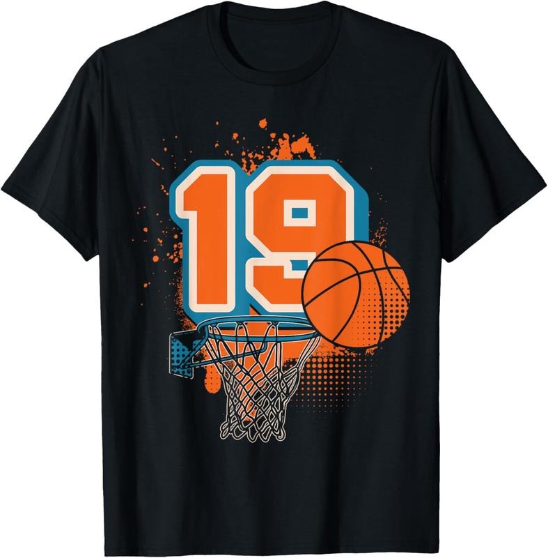 100% Cotton 19th Birthday Boy Basketball Player Basketball 19 Years Old T-Shirt Hoodie, Sweatshirt | DripVista.com